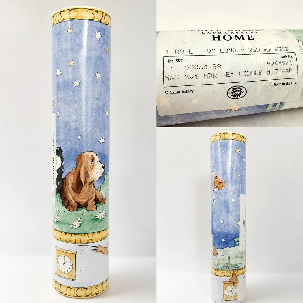 Vintage Laura Ashley UK Hey Diddle Diddle Storybook Nursery Wallpaper Border 32'